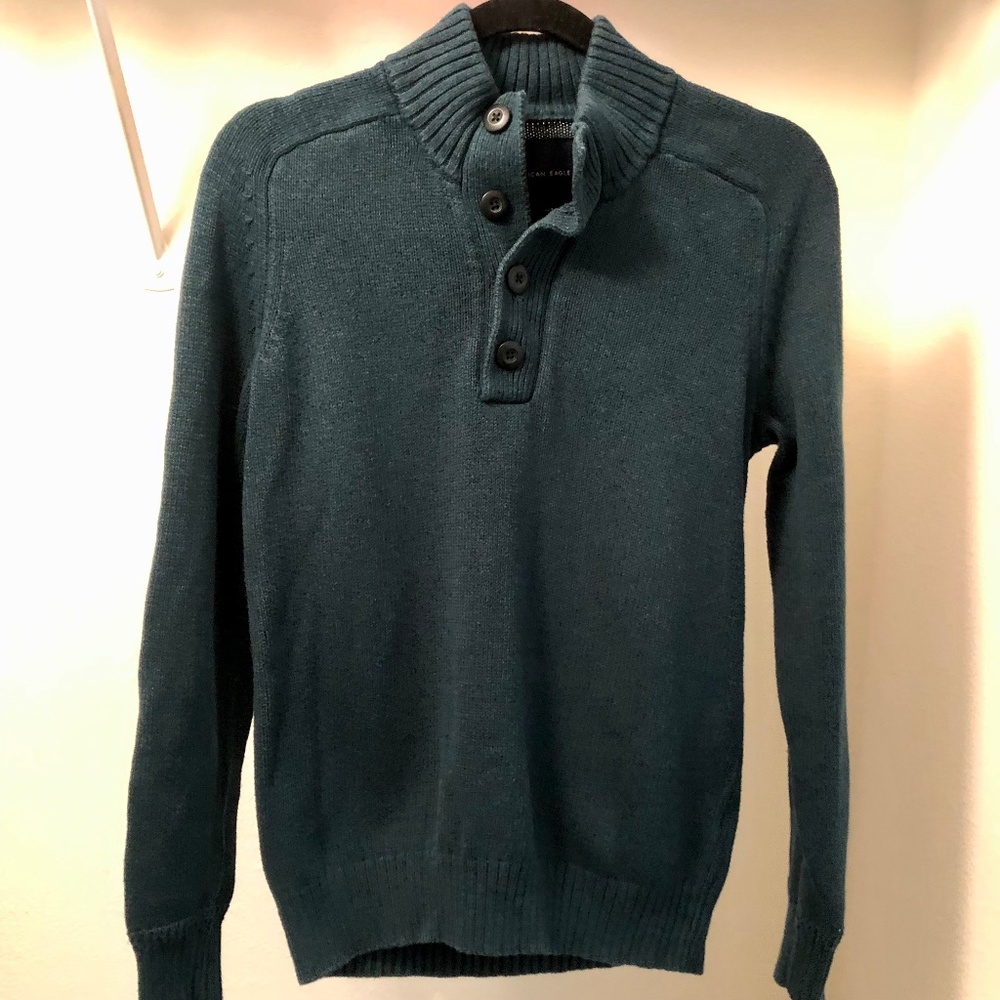American Eagle Botton Mock-Neck Sweater